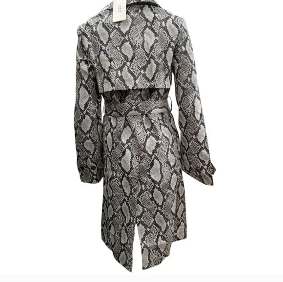 Faux Snakeskin Leather Trench Coat Duster Jacket Size: Xs - Picture 5 of 12